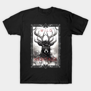 Stag Deer Wild Nature Illustration Line Epic Illustration Line Art T-Shirt